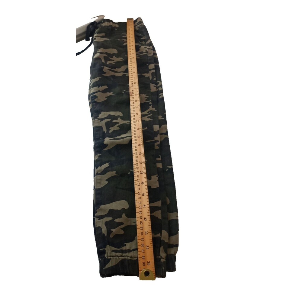 SONG Denim Camo Jogger Pants High Rise Elastic & Drawstring Sz 7/28 Cotton - Picture 15 of 16